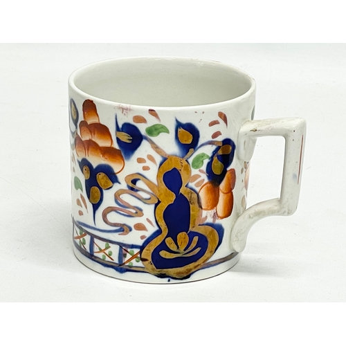 563 - 3 19th century Allertons pottery mugs. Gaudy Welsh style. 14x10cm