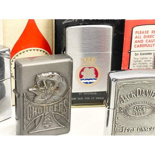 597 - A collection of Zippo lighters.