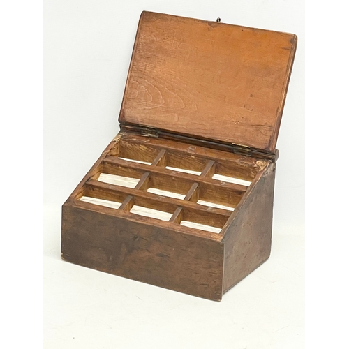 601 - A late 19th century pine box for hymn numbers. 29x20x19cm