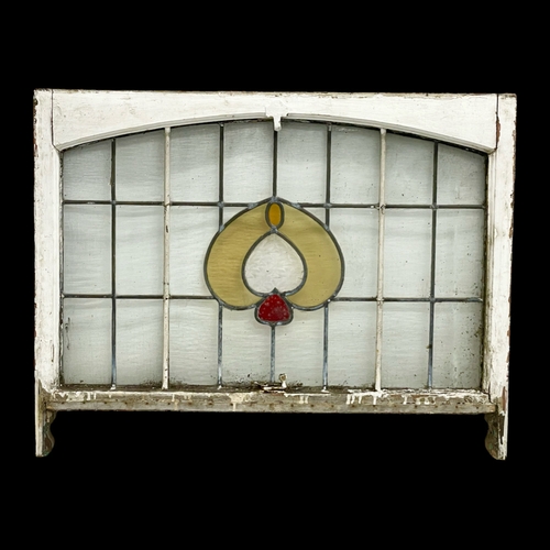 615 - A vintage stained glass panel. 91x70cm