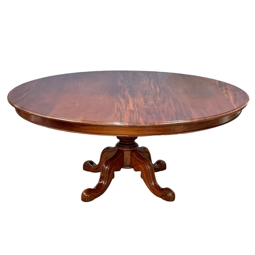 1149 - A very large Victorian style mahogany pedestal dining table. 183.5x77.5cm