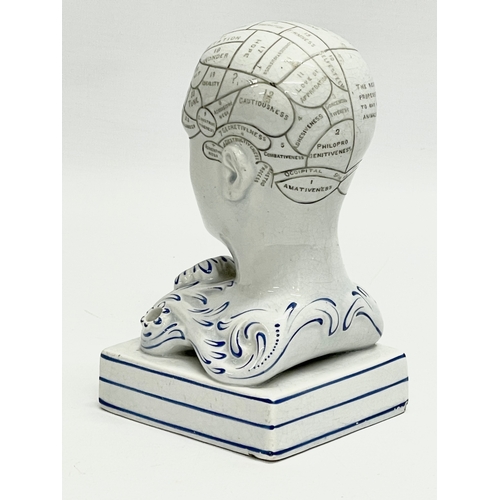 5 - A mid 19th century F. Bridges Phrenology inkwell bust. 7.5x8.5x14cm