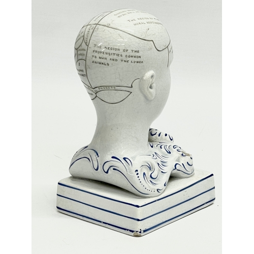 5 - A mid 19th century F. Bridges Phrenology inkwell bust. 7.5x8.5x14cm