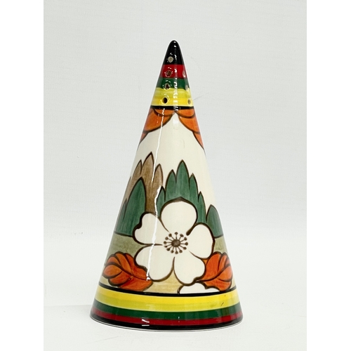 6 - A Clarice Cliff Wedgwood Bizarre ‘Orange Erin’ Conical Sugar Shaker in box. Wedgwood Clarice Cliff C... 