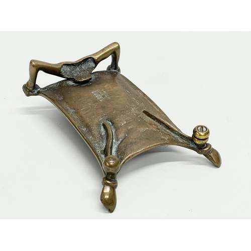 10 - A bronze ‘Devil Under A Sheet’ card tray. By Humphries, Jackson & Ambler LTD. Early 20th century. Ma... 