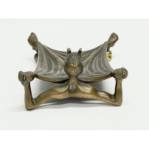 10 - A bronze ‘Devil Under A Sheet’ card tray. By Humphries, Jackson & Ambler LTD. Early 20th century. Ma... 