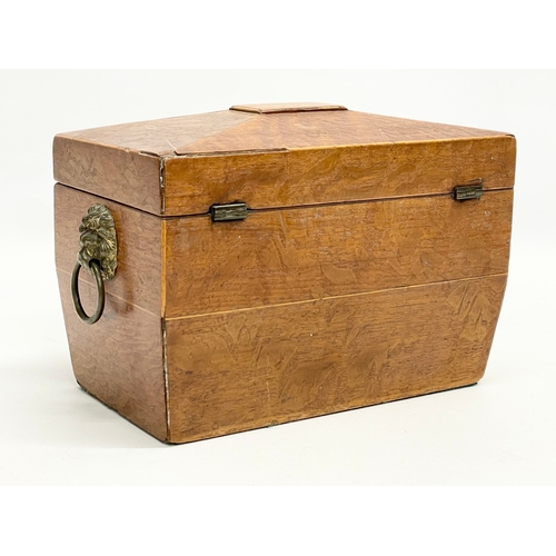 46 - A Regency oak tea caddy. Circa 1810.  21x11x14cm