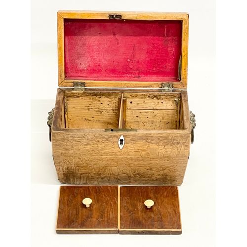 46 - A Regency oak tea caddy. Circa 1810.  21x11x14cm