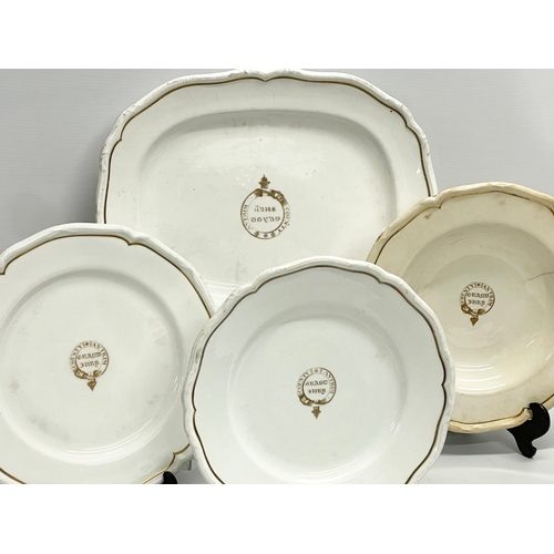 68 - County Antrim Grand Jury. 4 19th century Royal Worcester plates and platter. Retailed by James Kerry... 