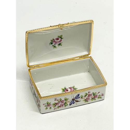 50 - An Atelier Le Tallec, Paris hand painted porcelain trinket box. Limoges France. 14x9x16cm