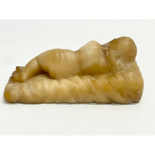 51 - A 19th century Alabaster ‘Sleeping Cupid’ 13x6cm