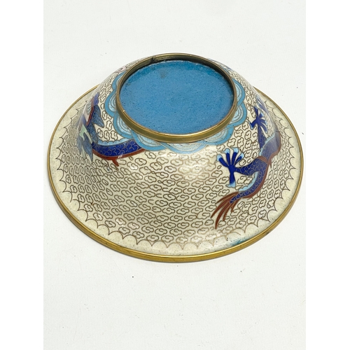 85 - A collection of early 20th century cloisonné enamel ware. Bowl measures 15.5x5.5cm without stand.