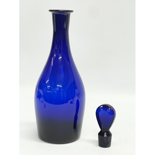 102 - A George III style Bristol Blue decanter. 29.5cm