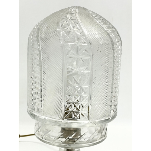 106 - A 1930’s cut glass table lamp. 31cm