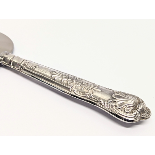 376 - A silver handled cake knife