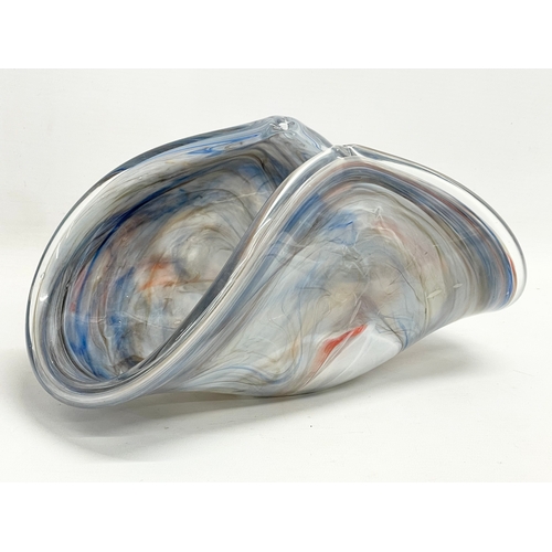 191 - 3 pieces of Art Glass. A large Murano Glass White Cristal bowl 28.5x14x14.5cm. A Romanian Glass asht... 