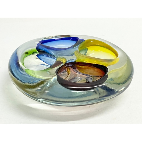 191 - 3 pieces of Art Glass. A large Murano Glass White Cristal bowl 28.5x14x14.5cm. A Romanian Glass asht... 