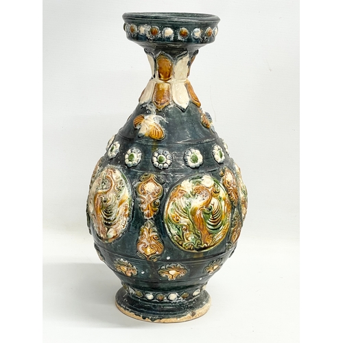 194 - 2 large Majolica style pots. 37cm. 25x21.5cm.