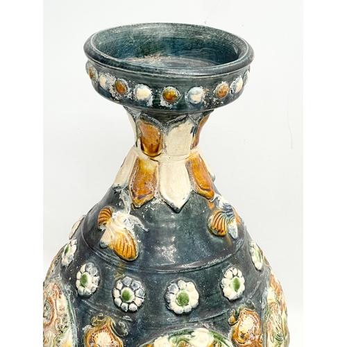 194 - 2 large Majolica style pots. 37cm. 25x21.5cm.