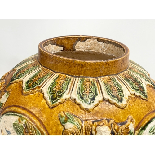 194 - 2 large Majolica style pots. 37cm. 25x21.5cm.