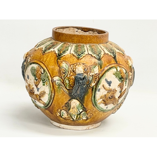 194 - 2 large Majolica style pots. 37cm. 25x21.5cm.