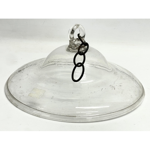 151 - 3 Victorian glass oil lamp smoke bells. Largest 24x25cm. 25.5x11cm. 19.5x7cm