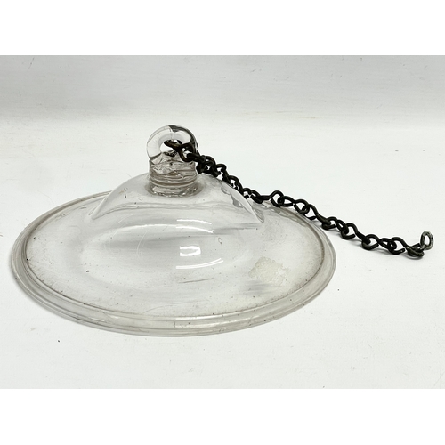 151 - 3 Victorian glass oil lamp smoke bells. Largest 24x25cm. 25.5x11cm. 19.5x7cm