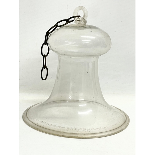 151 - 3 Victorian glass oil lamp smoke bells. Largest 24x25cm. 25.5x11cm. 19.5x7cm