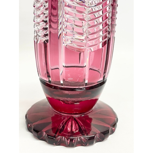 274 - A vintage heavy Ruby Glass vase. 25.5cm