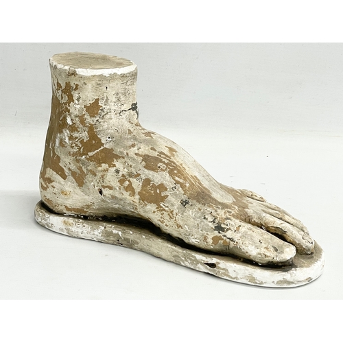 156 - A late 19th/early 20th century plaster foot. 25x13cm