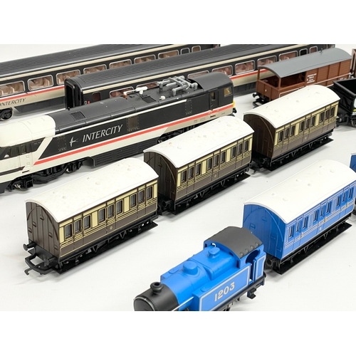 444 - A collection of Hornby trains and carriages. Caledonian Local. Intercity etc.