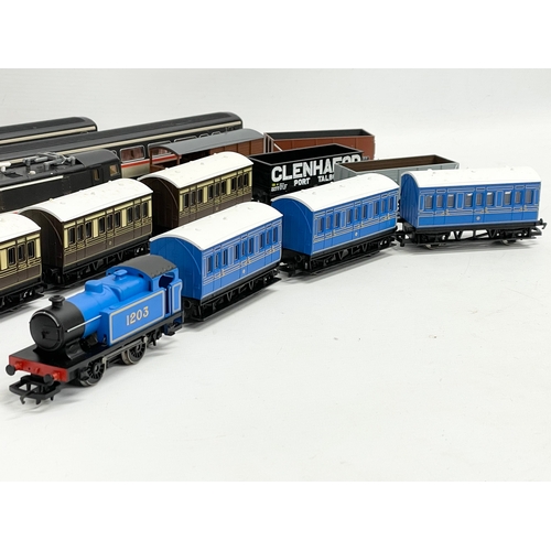 444 - A collection of Hornby trains and carriages. Caledonian Local. Intercity etc.