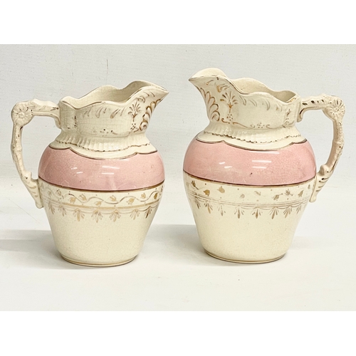 280 - 3 Victorian pottery water jugs 16x18cm