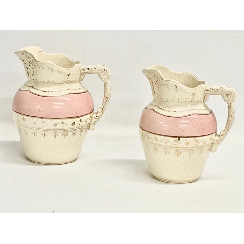 280 - 3 Victorian pottery water jugs 16x18cm