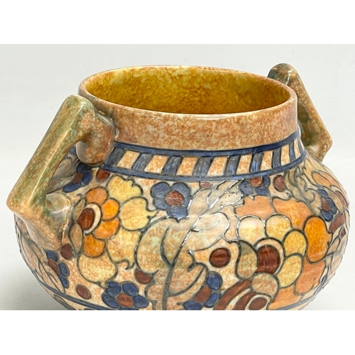 282 - A 1930’s Charlotte Rhead ‘Byzantine’ 2 handled pot. 23x20x15cm