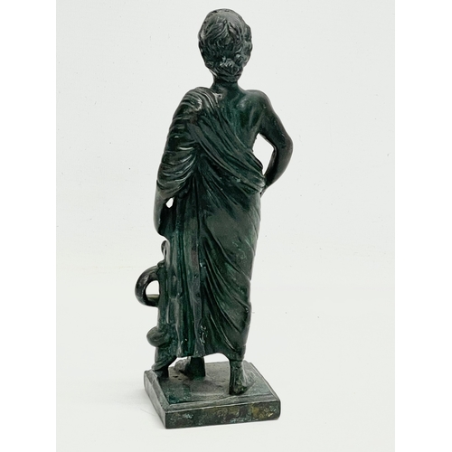 198 - A bronze figure of Asclepius, the god of medicine. 22cm.