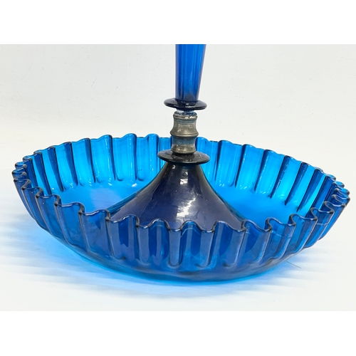 140 - A Victorian Bristol Blue epergne. 23x29cm