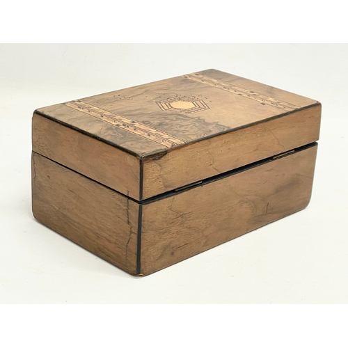 158 - A Victorian Tunbridge Ware jewellery box. 19.5x12.5x9cm