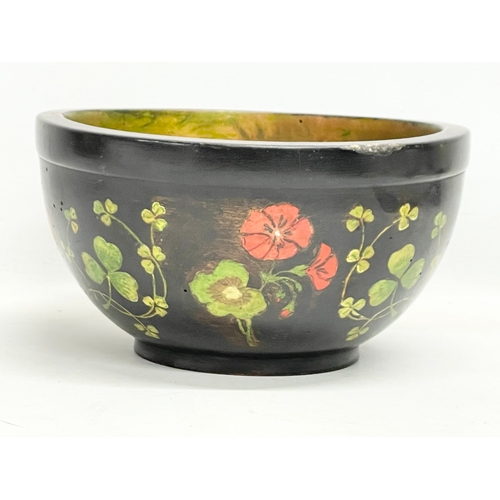 265 - An early 20th century Irish painted wooden bowl. 23x13cm