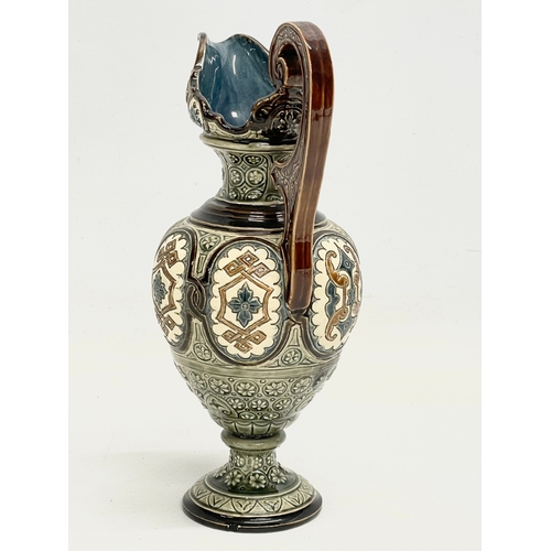 166 - A late 19th century Gerbing & Stephan Majolica glazed pitcher. 10x20cm