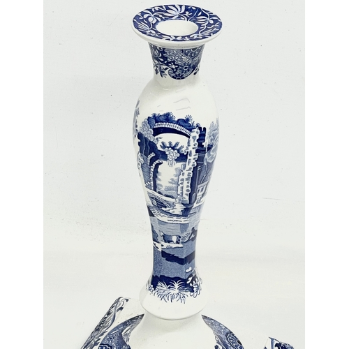 167 - A large Spode ‘Italian’ blue and white porcelain candlestick. 16x16x32cm