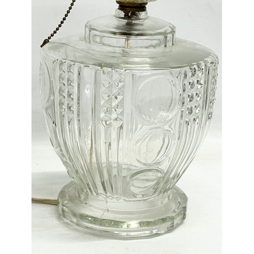 293 - An early 20th century clear glass table lamp by Idealite INC. 36cm