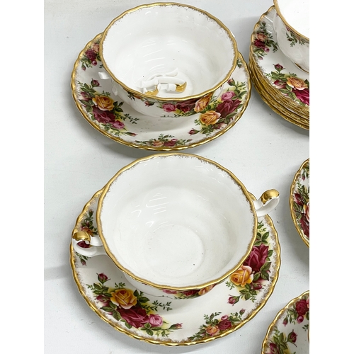 243 - 33 pieces of Royal Albert ‘Old Country Roses’ cake plate, 6 soup bowls, gravy boat and saucer. Milk ... 