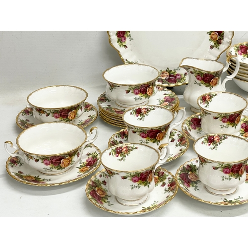 243 - 33 pieces of Royal Albert ‘Old Country Roses’ cake plate, 6 soup bowls, gravy boat and saucer. Milk ... 