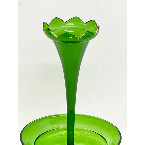 148 - A Victorian Bristol Green epergne. 20x35cm