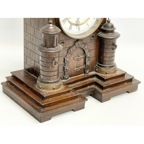 A large 19th century Black Forest Junghans Castle mantle clock