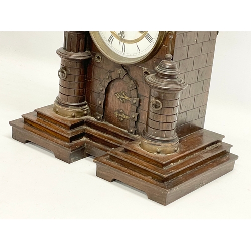 A large 19th century Black Forest Junghans Castle mantle clock