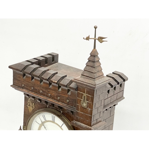 A large 19th century Black Forest Junghans Castle mantle clock