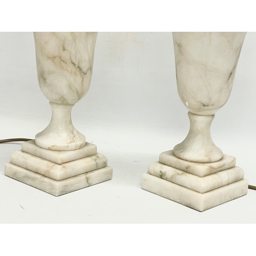 257 - A pair of vintage marble table lamps. 37cm