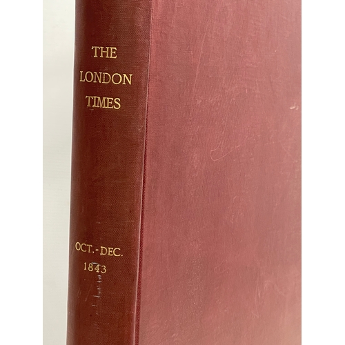 150A - Large 1843 The London Times original bound newspapers. October-December. 46x61cm